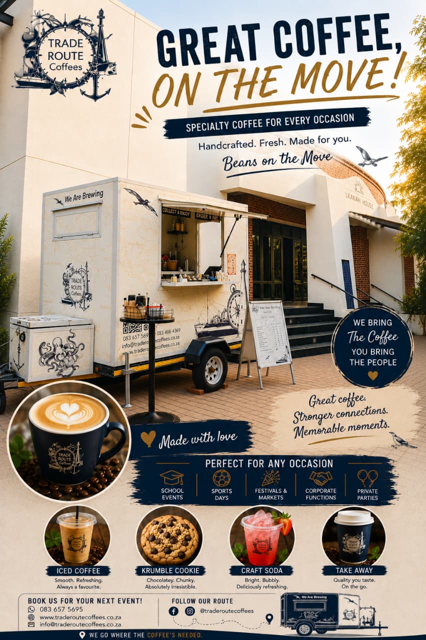 Coffee trailer hire in Cape Town — the Trade Route mobile coffee bar